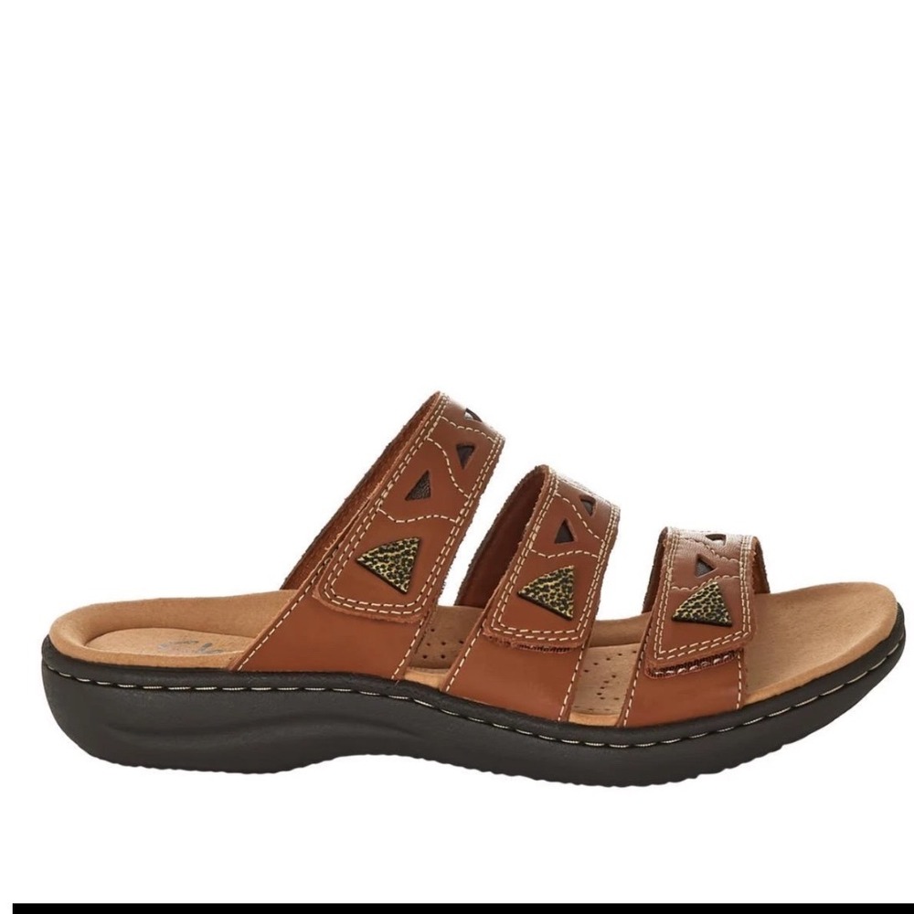 Clarks Collection Laurieann Nora Leather Slide Sandals Size 10
